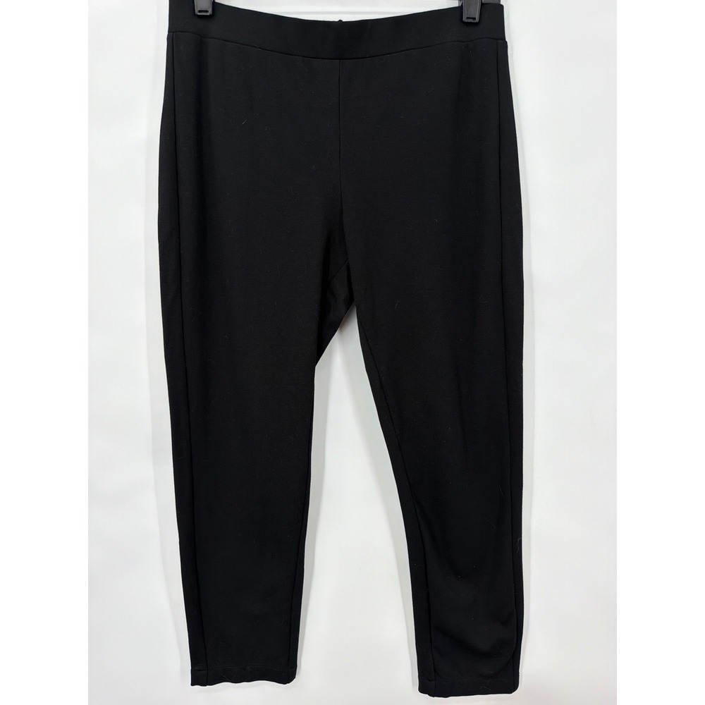 Jude Connally Black Ponte Knit Slim Pants Gold Back Zip Style 204001 Small